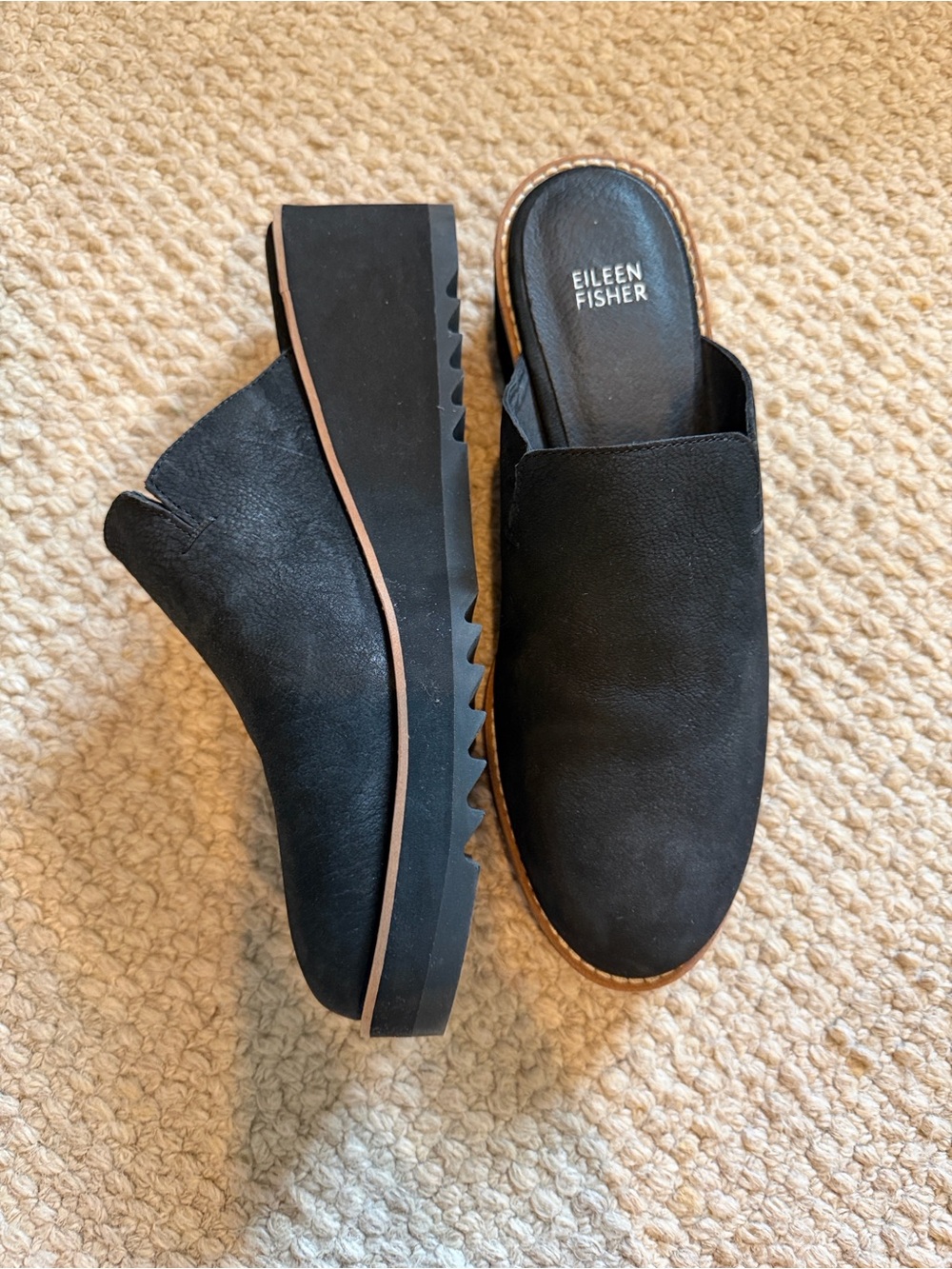 Eileen Fisher Black Slip-On Loti Mule Clogs - Picture 3 of 9